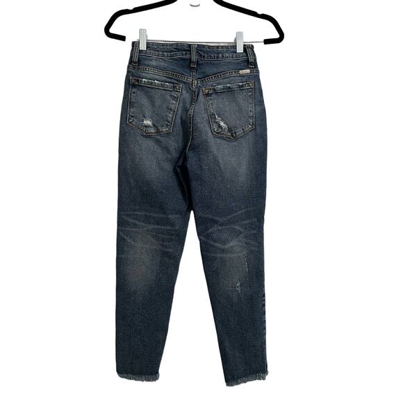 Kancan Women's Super High Rise Frayed Distressed Boyfriend Jeans Size 24 - Picture 2 of 9